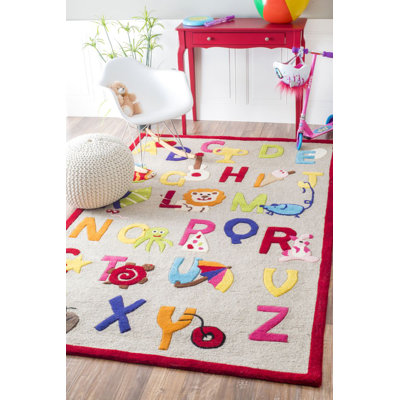 Tapis rouge / gris en laine touffeté à la main Ashana
