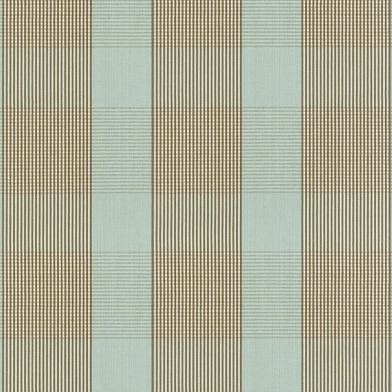 Avon Gingham Plaid Fabric, Mocha/Aqua