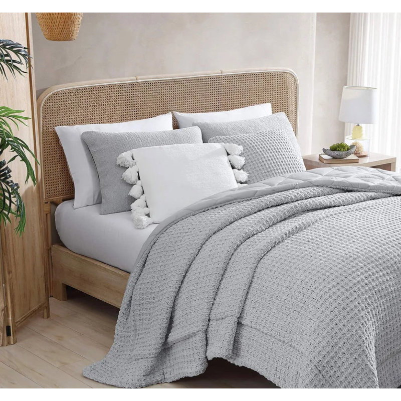 Snug Waffle Comforter, King Comforter, Cloud Gray