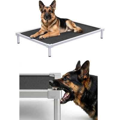 Lit pour chien surélevé de taille moyenne - Lit surélevé en alliage d'aluminium très résistant, résistant à la mastication, rafraîchissant, antirouille et lavable, pour l'intérieur et l'extérieur