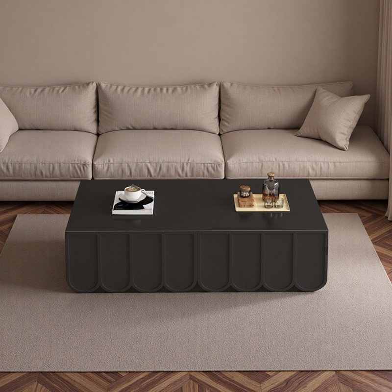 Table basse en bois de style français avec quatre tiroirs, H 16,53 po x L 47,24 po x l 23,62 po, Noir