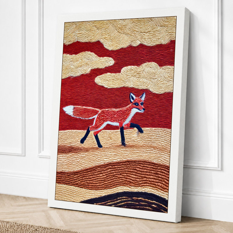 Fox Across Dunes Rustic - Print, 30x20 - 76.2 x 50.8 cm, White Border