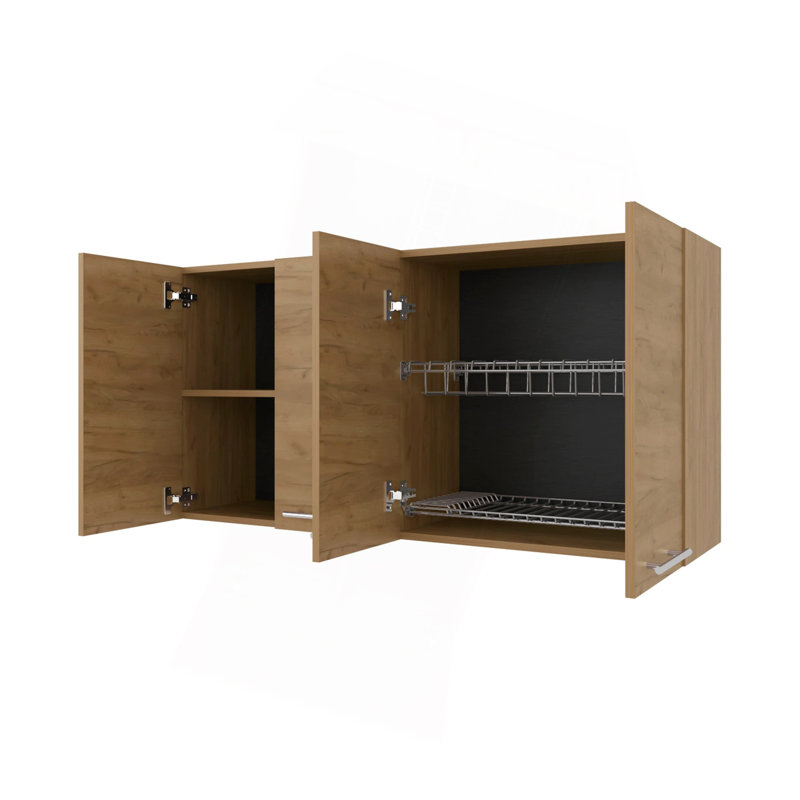 Armoire murale en chêne naturel naturel en mélamine avec 4 portes