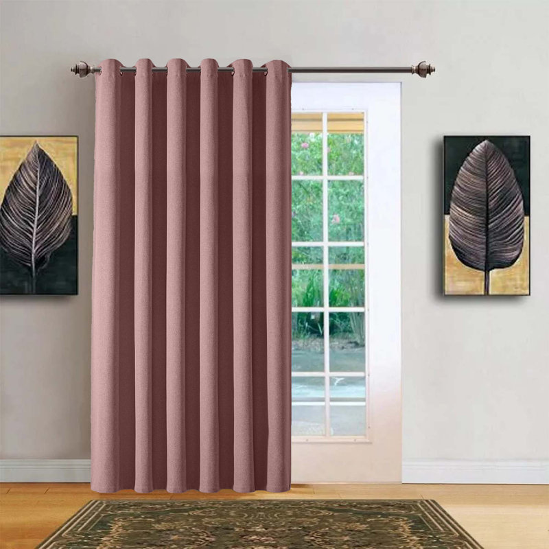 Aspire Homeware Linen 100% Blackout Single Panel Curtain for Complete Light Blocking and Better Sleep, Blush