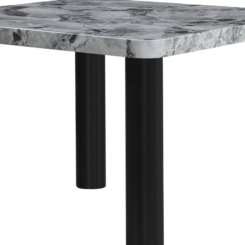 Table de salle à manger en faux marbre gris avec pieds noirs