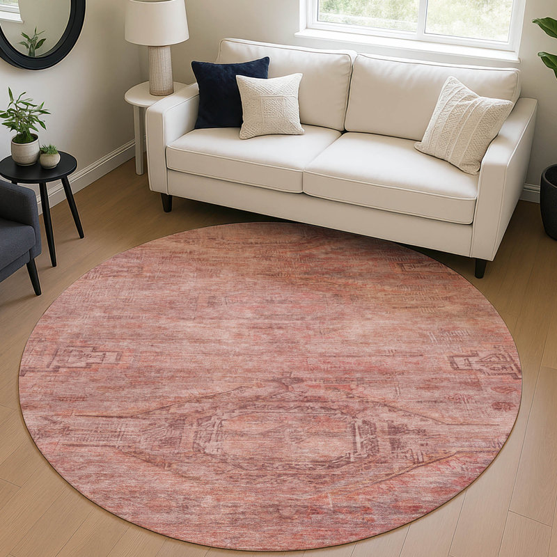 Tapis terre cuite intérieur / extérieur lavable à la machine Claudian ACN1631, Rond 8 pi