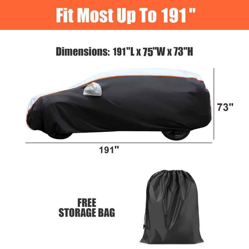 Housse élastique pour automobile, H 72,7 po x l 191 po x P 78,8 po