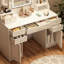 Grande coiffeuse avec miroir, 6 tiroirs et tablettes, bureau de commode