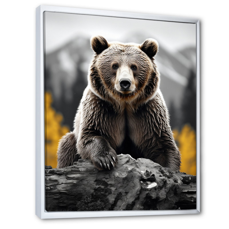 Hudayfah Bear Mighty Bear II - reproduction encadrée sur toile, H 32 po x l 24 po x P 1 po, Blanc