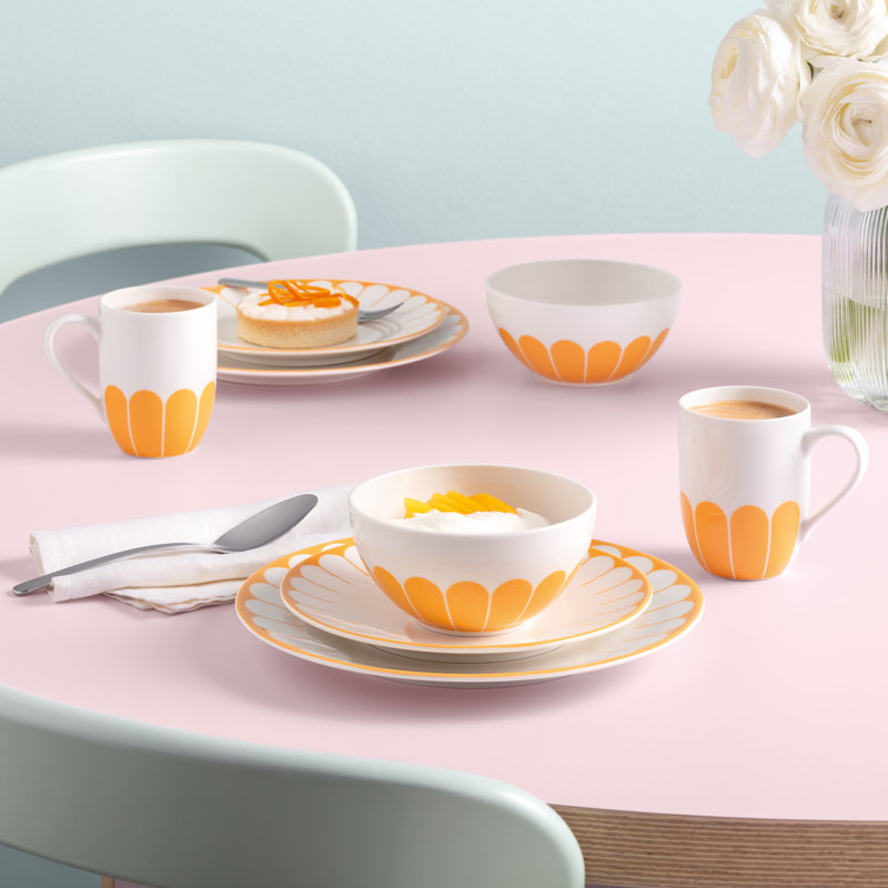 Assiette à déjeuner / à salade Villeroy & Boch Fleur Soleil, porcelaine de qualité supérieure, fabriquée en Allemagne, va au lave-vaisselle et au micro-ondes, petit plat pour les desserts, les petits-déjeuners ou les collations, 8,25 po de diamètre, jaune
