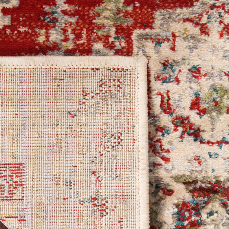 Diantha Medallion Polypropylene Indoor Area Rug, Rectangle 4' x 6', Red
