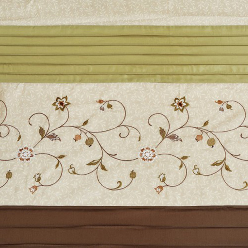 Rideau de douche en soie à broderie artificielle, Vert/beige/brun
