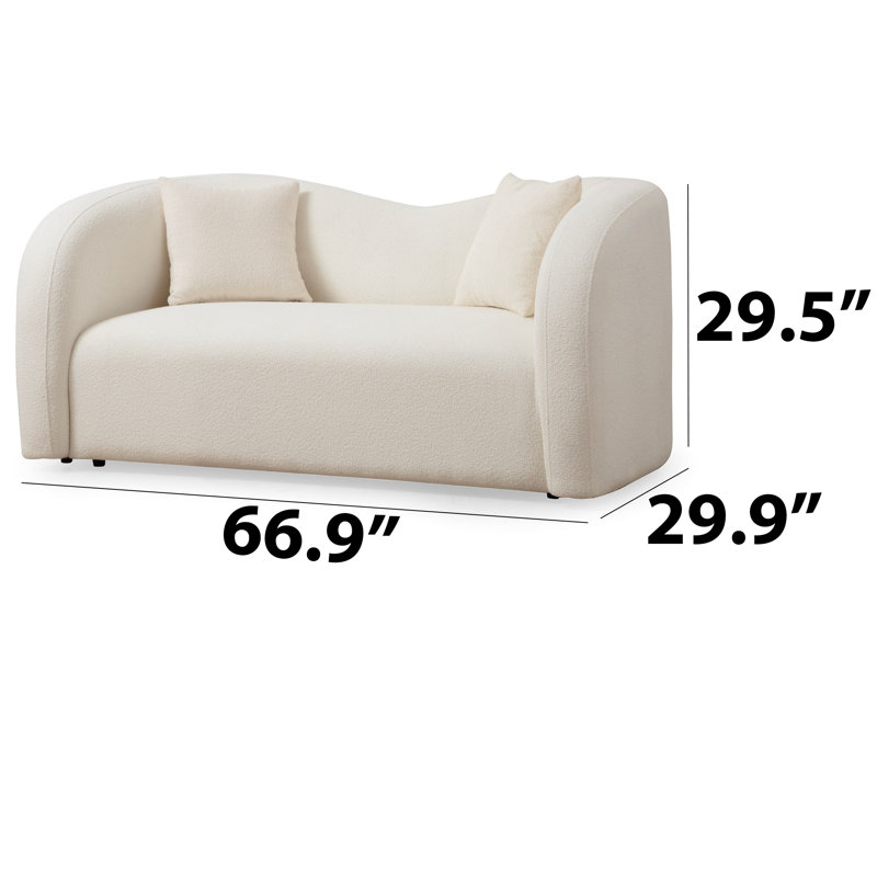 2-Seat Sofa Loveseat With 2 Pillows