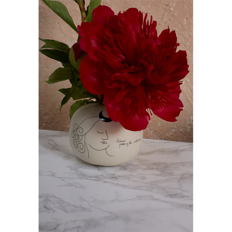 Akshitha Handmade Ceramic Table Vase, 3.5" H x 4.25" W x 4.25" D