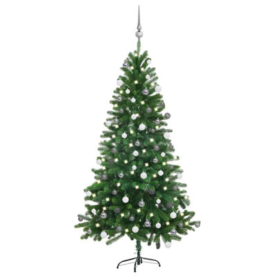 Artificial Half Pre-lit Christmas Tree with Ball Set Party Decoration
