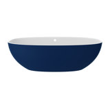 Barcelona 70-1/4" x 33-5/8" Freestanding Soaking Bathtub in Volcanic Limestone with Overflow Hole