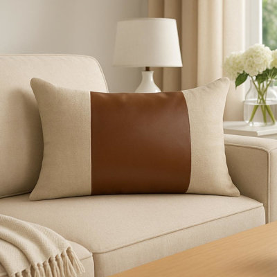 Housse de coussin rectangulaire en lin rayé