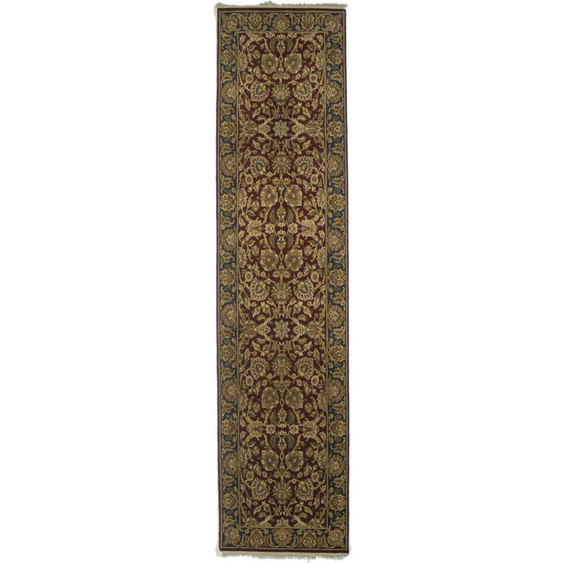 Tapis rouge en laine noué à la main Pungoteague