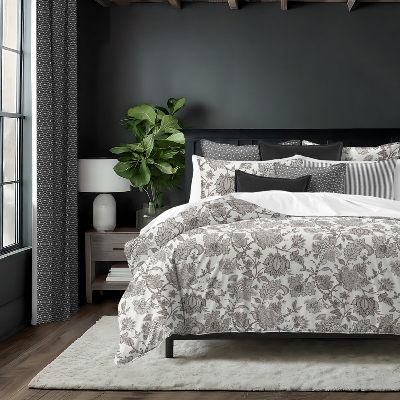 Bronte Ivory Cotton Duvet Cover Set, California King Duvet Cover + 7 Additional Pieces