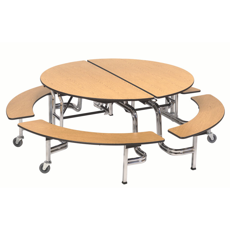 AmTab Manufacturing Corporation 60'' Round Bench Cafeteria Table