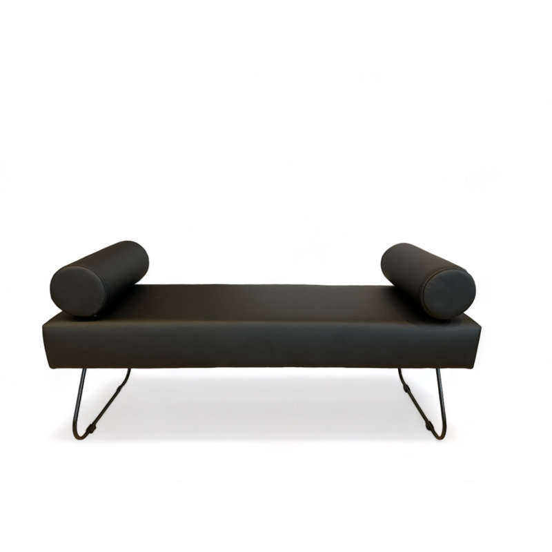 Modern Faux Leather Upholstered Bench, Black