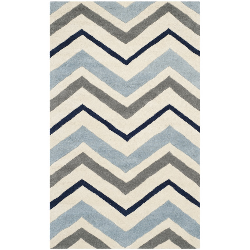 Walk Chevron Wool Hand Woven Area Rug, Rectangle 152 x 244 cm