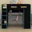Lit mezzanine en bois avec bureau, garde-robe, grand espace de rangement et lumière DEL RVB-1585503623