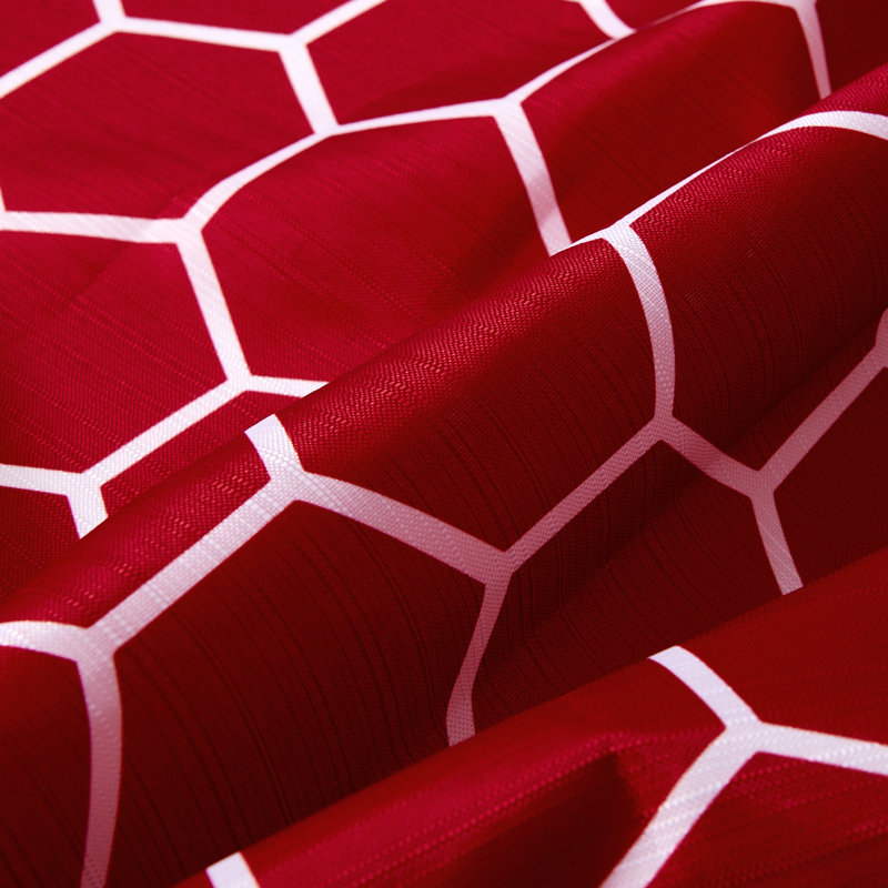 Geometric Shower Curtain with Hooks Included, Red