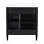 Meuble-lavabo moderne de 30 po avec lavabo supérieur, 3 tiroirs, organisateur de porte d'armoire, poignées texturées et pieds romains exquis pour un rangement spacieux