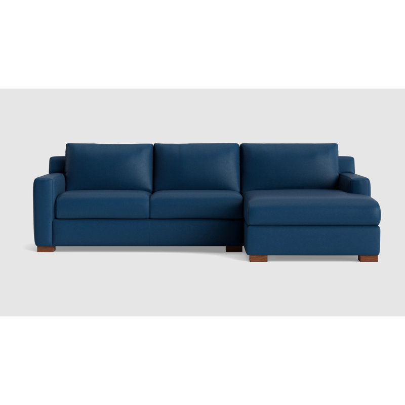 Catalina Chaise Sectional, Right Hand Facing, Leather - Deep Blue