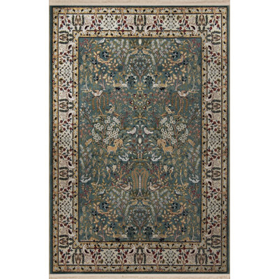 Tapis décoratif multicolore traditionnel à motif d'oiseaux et de fleurs à franges