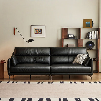 Coussin de canapé modulaire noir en cuir véritable Fourseat