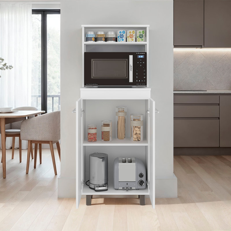 Armoire de cuisine Taylor avec tablette à micro-ondes et portes, blanc