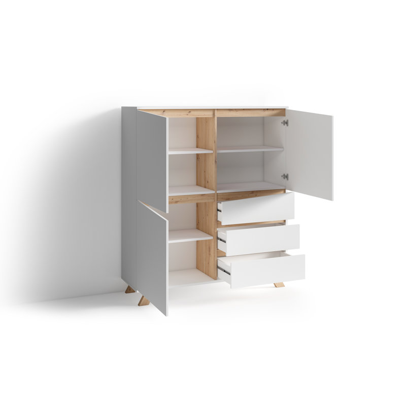 Vanderpol Highboard Vanderpol, White/Artisan Oak