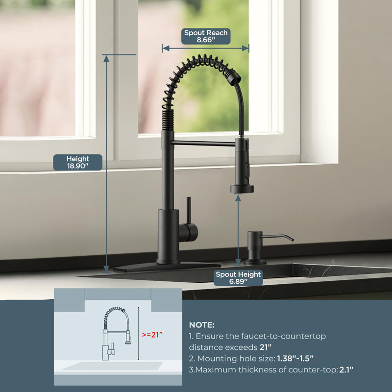 Black Kitchen Sink Faucet with Pull Down Sprayer