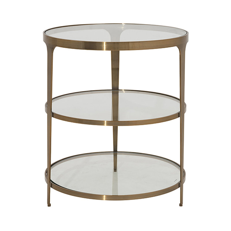 Table de bout en verre 3 pieds Vienna, Bronze industriel