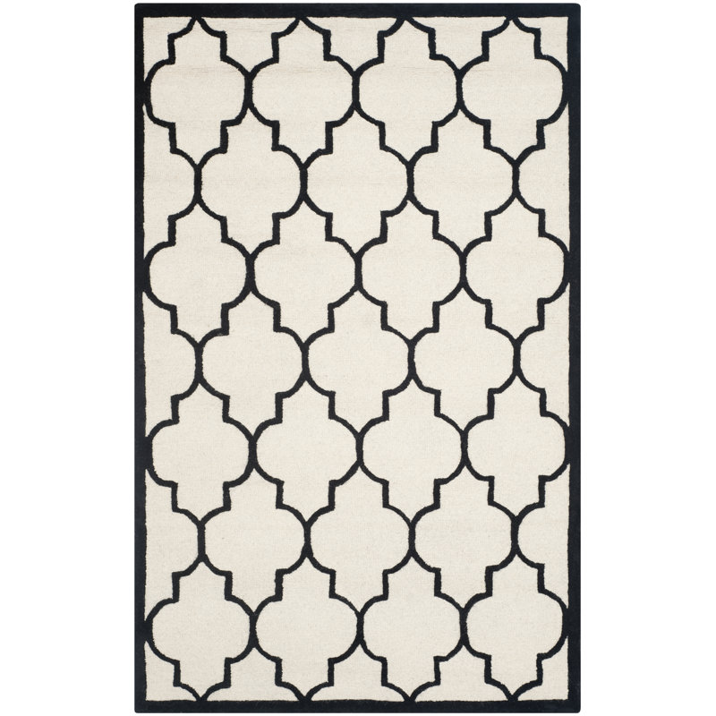 Rotteck Geometric Wool Hand Woven Area Rug, Rectangle 152 x 244 cm