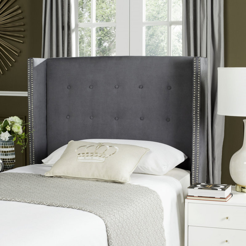Burch Upholstered Headboard, Twin, Velvet Gray