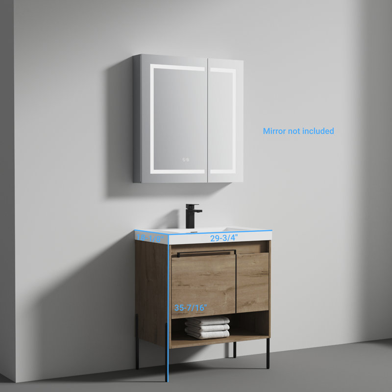Meuble-lavabo simple 29,75 po avec plateau en acrylique Dirickson, Naturel