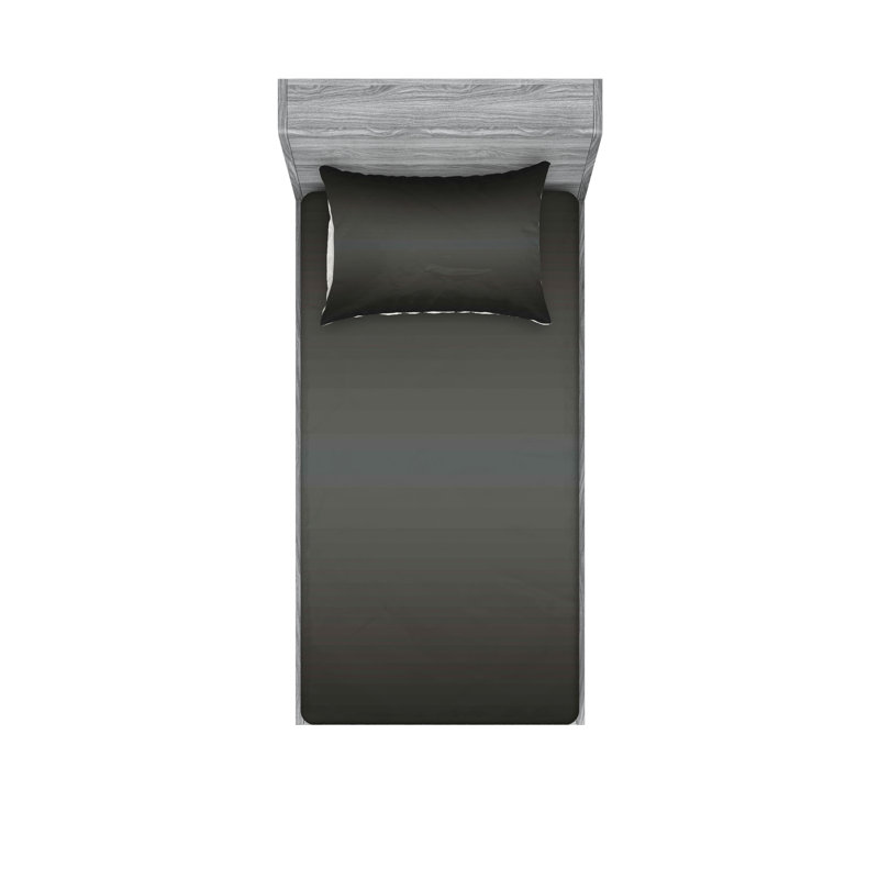 Drap-housse et coussin décoratif Ambesonne, gris anthracite et blanc, Ensemble de draps pour lit simple + 5 pièces supp