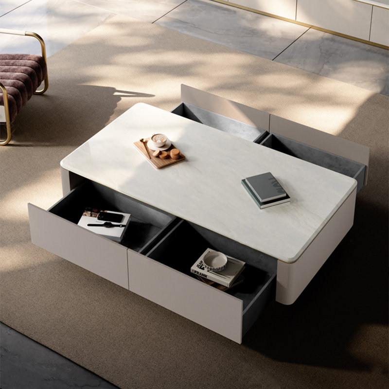 Table basse en bois massif de style luxueux, H 17,7 po x L 63 po x l 27,6 po