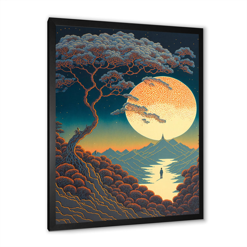 «Walking Towards the Full Moon VI», reproduction sur toile, H 20 po x l 12 po x P 1 po, Cadre photo noir