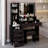 Large Size Left Bedside Cabinet Vanity Table With Cushioned Stool, Extra Large Touch Control LED Mirror, 3-Color Switch, High Capacity Storage-791210642