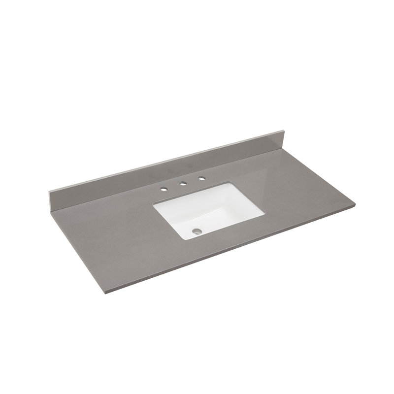 Madrid 49'' Concrete Grey Composite Stone Vanity Top with White Sink