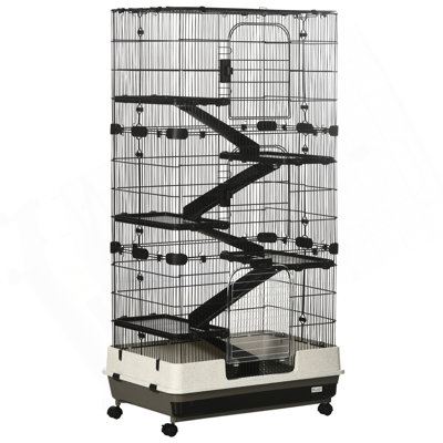 Small Animal Cage With Wheels, Portable Bunny Cage 6-Tier