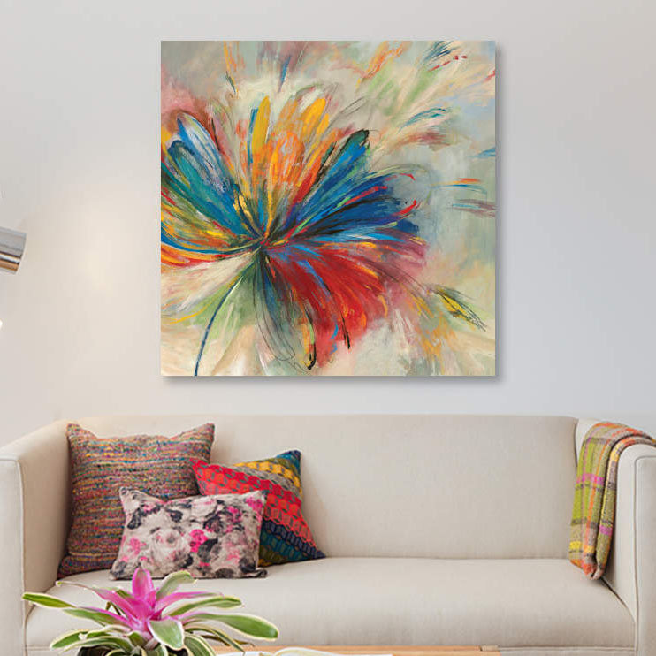 « passion fleur », reproduction d’impression sur toile, H 48 po x l 48 po x P 1,5 po, Pas de tapis, Toile tendue