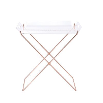 Clear Acrylic Rectangular Tray Table With 5mm Removable And 8mm Metal "x" Shape Base, Not Foldable, 22in Wide, High, 16in Deep, 100lbs Weight Tolerance Foldable Tube X Measurements, Capacity