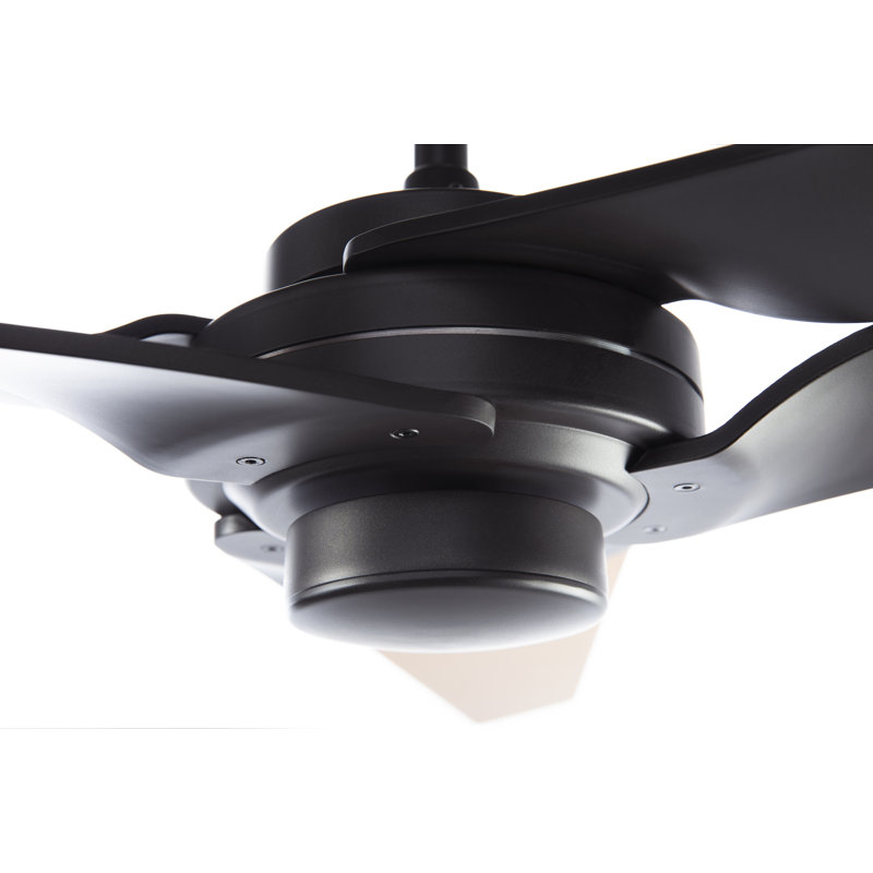 Torsion LED Downrod Ceiling Fan, Wall Control with Remote Handset (2-wire), Dark Bronze, Black
