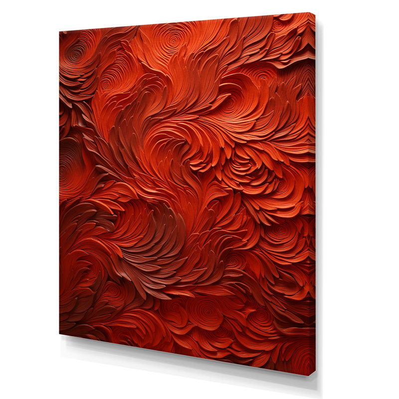 Volcanic Red Fusion Vector 2 - Tachisme, art mural, Toile tendue, H 32 po x l 16 po x P 1 po