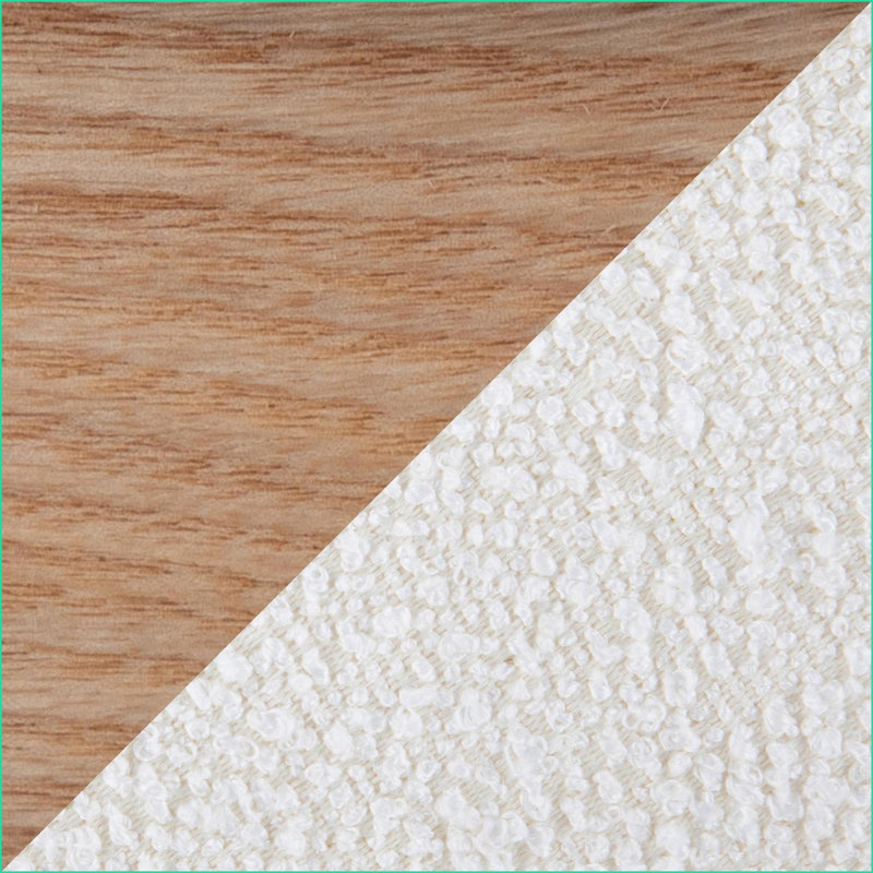 Ottoman Set, 2-Piece Contemporary Cream Fabric &amp; Natural Wood | Space-Saving Nesting | Walnut Brown | Natural Wood, Cream